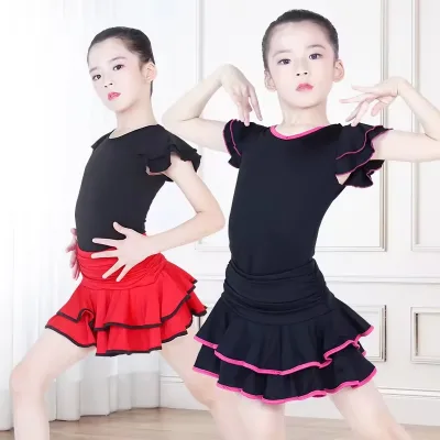 Latin Dance Half Skirt Women's Girls Short Skirt Table Performance Costume Adult Dance Dress Leopard Print Skirt