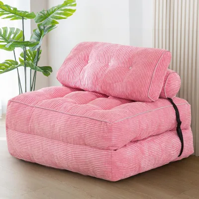 USA Full Pink Memory Foam Fold Out Sofa Bed Couch with Pillow Single Twin Size Futon Sleeper Chair for Living Room Apartment