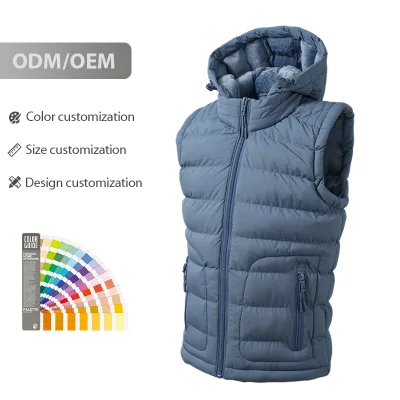 High Quality OEM Winter Warm Full Zip Vest Custom Logo Kids Multi Pockets Water-Resistant Vest L5005