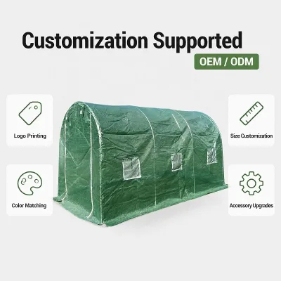 Walk-in Greenhouse 3x2x2m Galvanized Steel Frame Green PE Mesh 140gsm Plant Grow Tent with Zipper Door 6 Windows for Backyard