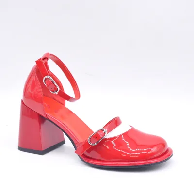 French Round Head Thick Heel Mary Jane Shoes for Women Temperament fairy Style Buckle High Heel Solid Color Shoes