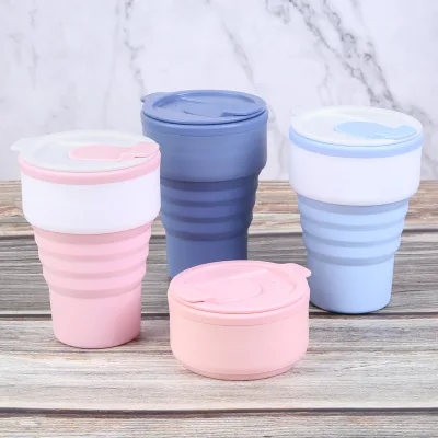 Portable Outdoor Silicone Folding Telescopic Water Cup Coffee Cup with Lid