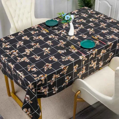 Boen Square Vinyl Tablecloth Metallic Vinyl Floral Tablecloth Waterproof