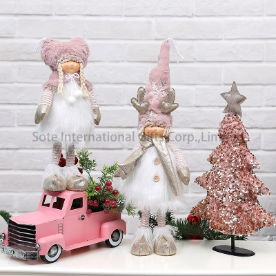 Mix Style Standing Pink Girl Doll Resin Face Cute Baby Toys Little Girl New Year Decoration