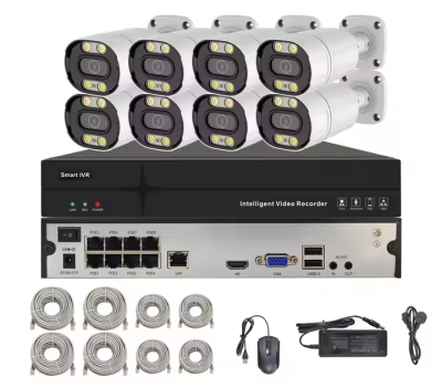 4K Cctv Ip Bullet Camera Manufacturer Nvr Poe 8MP Optional 8 Channel Kits Outdoor Ip Bullet Cctv Camera With Cable Power