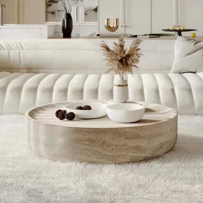 Italian Modern Coffee Table Round Coffee Tables Living Room Furniture Stone Wabi-sabi Marble Coffee Table