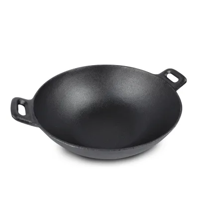 DEBIEN W25 High Quality Custom Smooth Cast Iron Non-Stick Eco-Friendly 18L Capacity Household Double Ears Cooking Pot Wok for