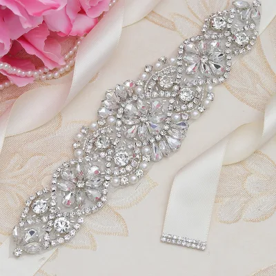 Cross-Border Female Waist Belt Rhinestone Wedding Dress Accessories with Fashion Crystal Pearl Sash Decorative Wedding Belts