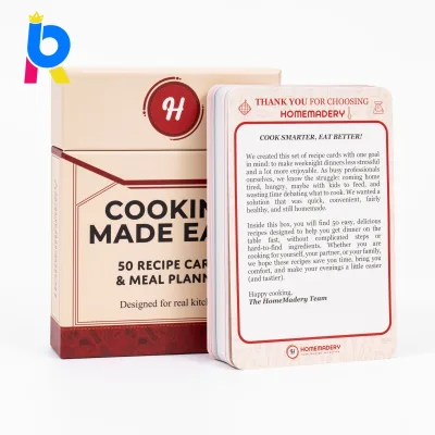 Hot Sale High Quality Custom Recipe Cards with Matte Waterproof Coating for Home Cooking and Kitchen Organization
