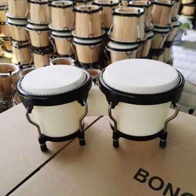 Wholesale mini-sized bongo drums of 4+5 inches in size, made of plastic, at an affordable price. Orff percussion instruments.