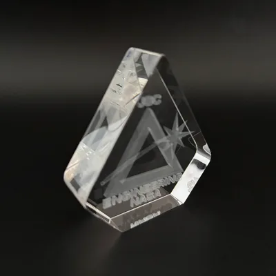 Crystal Cube Triangle Shape Custom-made Crystal Awards Engraved Logo K9 Crystal Blank Design