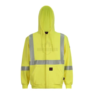 Wholesale Men's Flame Retardant Workwear Reflective Anti-Static Arc Flash Hoodie ASTM Oeko-Tex Certified 100% Cotton