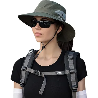 Women's Outdoors Tribe Foldable Sun Hat Summer UV Protection Ponytail Sun Hat Womens UV Protection Wide Brim Sun Hats