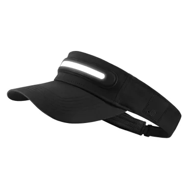Summer Unisex Outdoor Sports Hat with LED Light USB Rechargeable Headlight Sun Visor for Night Running & Hiking
