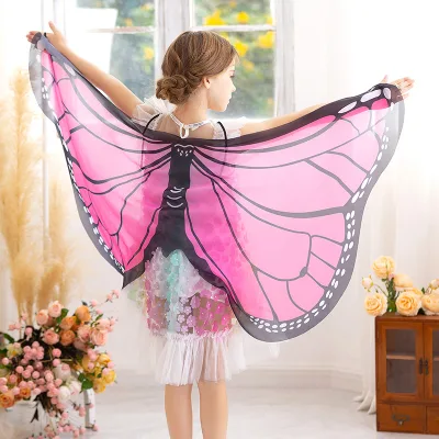Kids Butterfly Wings Cape Girls Fairy Shawl Pixie Cloak Fancy Colorful Dress Costume Gift Party & Holiday DIY Decorations