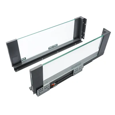 Soft Close Glass Drawer Slides, Full Extension Hidden Under Mount Rail