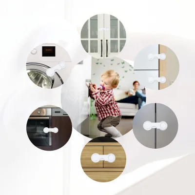 Durable ABS Cabinet Locks for Household and Daily Necessities with Strong Adhesive Tape for Cabinets