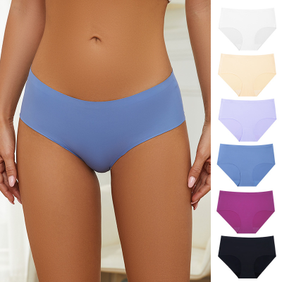 New Women Ice Silk Panties Full Coverage Cotton Crotch Seamless Panties