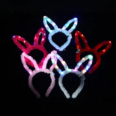 New Concert Party Rabbit Ears Headdress Hair Bands Bunny Ears Led Light up Headband