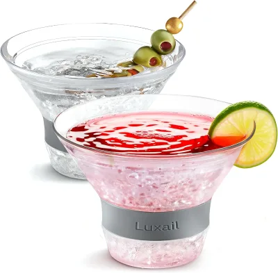 Wine Glasses Plastic Reusable Insulated Freeze Cooling Cups Gel Chiller Double Wall Stemless Classic Style LFGB Certified