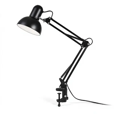 Black Adjustable Long Arm Desk Lamp LED Reading Light Clip on Study Task Lamp for Bedroom Desk