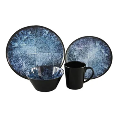 Luxury Dinnerware 16 Piece Dinnerware Set 100% Melamine Tableware Caravanning Camping Dining Complete Dinner
