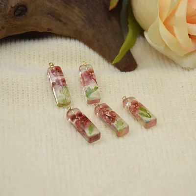Creative Geometric Shape Dried Flower Pendant Small square Strip Hot Glue Handmade Earrings Accessory DIY Jewelry Accessories