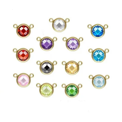 GP 6mm DSCB 14k Gold Filled Silver S925 V Shape Pendant Mickey Holes Round CZ Gemstone Charms Permanent Jewelry Making Wholesale