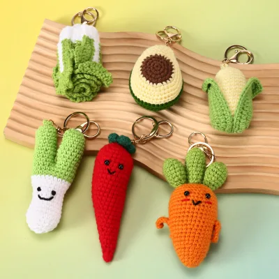 Knit Crocheting Crochet Knitting Vegetable Fruit Chili Pepper Avocado Pepper Corn Cabbage Scallion Carrot Chili Pepper Keychain