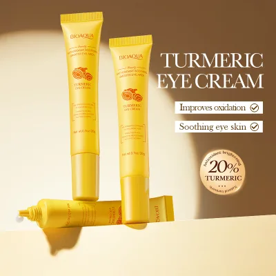Private Label BlOAQUA Turmeric Eye Cream Nourishing Under Eye Moisturizing Dark Circle Remove Cream for Eye Wrinkle Massager