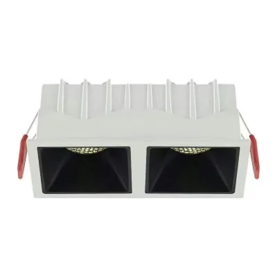 2*7W Double Heads Cutsize 55*115mm Led Spot Light Recessed Square Black Ra95 Downlights Anti-Glare IP44 5-Year Warranty 750LM