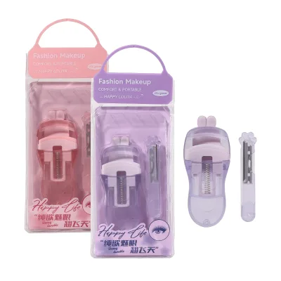 LMLTOP 2pcs Travel Eyes Beauty Tool Set LLT07 Custom Logo Crystal Folding Eyebrow Razor With Wide Edge Plastic Eyelash Curler