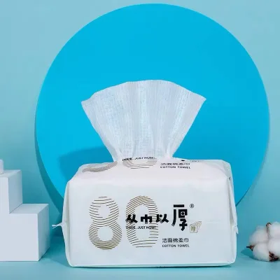 Disposable Facial Cleaning Towel Anti- Dirty Pearl Pattern Cotton Tissue 20x20*100pcs Wet and Dry Use Cotton Facial Tissue Towel