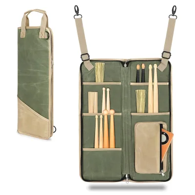 BSCI Custom Wholesale Hanging Drum Stick Bag Waxed Canvas Shoulder Strap Drumstick Storage Case Special Tool Drumsticks Bag