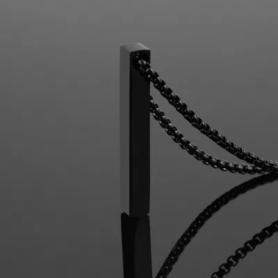 Wholesale Design Black Gun Plated Square Bar Necklace Stainless Steel Personalized for Custom Engrave Pendant