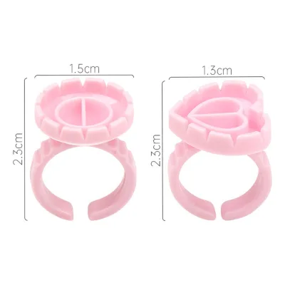 Wholesale 100pcs/pack Heart Shaped Plastic Disposable Lash Glue Holder Rings Tools for Eyelash Extensions