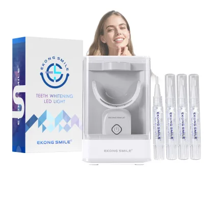 OEM 32 LED Dual Light Rechargeable Teeth Whitening Set UV Sanitizing Case Food Silicone Tray IPX7 Timer Soothes Sensitivity Home