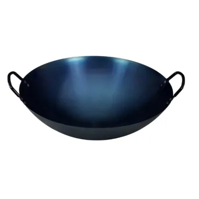 32cm 36cm 40cm Chinese Lightweight Big Wok No Coating Non Stick Refined Iron Large Cast Iron Two Ear Wok