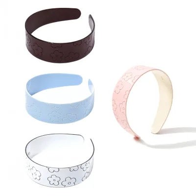 OEM Factory Direct Solid Color Wide Version Headband for Women Gentle Versatile Floral Engraved Stylish Acetate Headband