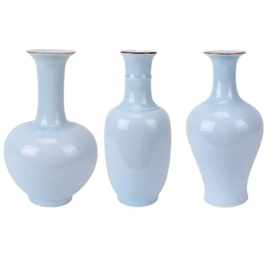 RZBF25-A/RZBF26-A/RZBF27-A/RZBF28-A Skyblue Color Glazed Decorative Beauty Spring Bottle Ceramic Tabletop Flower Vase