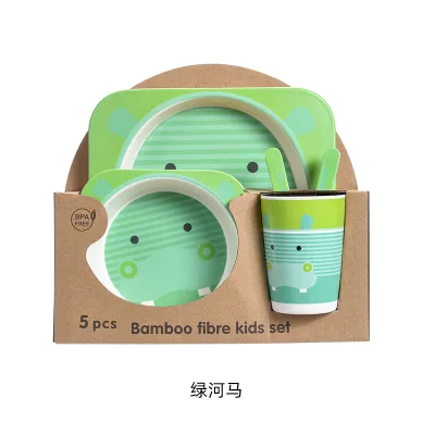 Bamboo Fiber Baby Dinnerware Set Multicolored Kids Utensils Baby Feeding Supplies Toddler Tableware Children Dishes