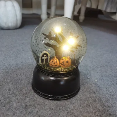 Creative Custom Halloween Resin Crafts Snow Globe LED Water with Black Base