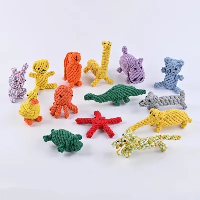 Factory Wholesale Cotton Rope Pet Hand-woven Animal Series Pet Toys Dog Chewing Teething Interactive Toys