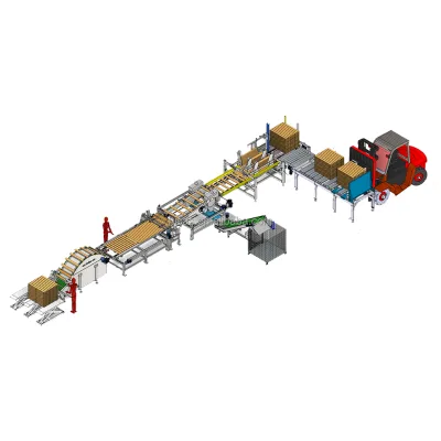 Wood Trimming and Stacking Line 60 Boards/min Double-End Saw with European Brand PLC Automatic CE ISO