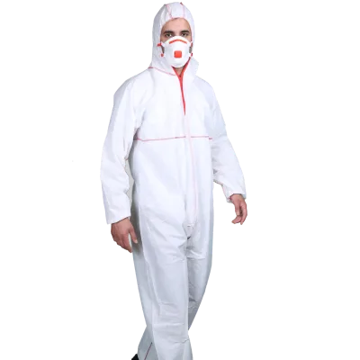 Hubei Wanli White Microporus Disposable TYPE 5/6 SMS Coverall Protective Workwear Nonwoven Coveralls