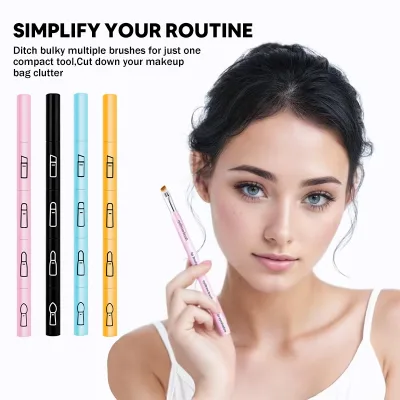 Wholesale 4 in 1 Makeup Brush Set Detachable Travel Size Portable Eyeshadow Sponge Lip Eyebrow Cosmetic Makeup Brush Set