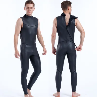Mens 2mm CR Smooth Skin Rubber Super Stretch Sleeveless Long John Diving Suit Surfing Wetsuit