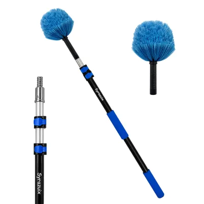 Telescopic Aluminum Cobweb Duster with Soft Bristle Brush for High Ceiling, Corner, Window Cleaning Equipment
