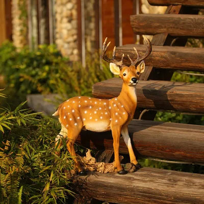 Garden Landscape Sika Deer Decoration Fiberglass Sculptures Model Simulation Animal Park Scenic Decoration Sika Deer Statues