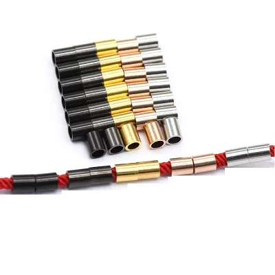High Quality Stainless Steel Hand Made Jewelry Findings Round Straight Tube Bead Connector for Cord Bracelet Making